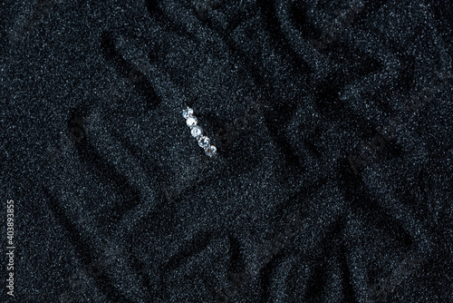 The silver ring on the black background