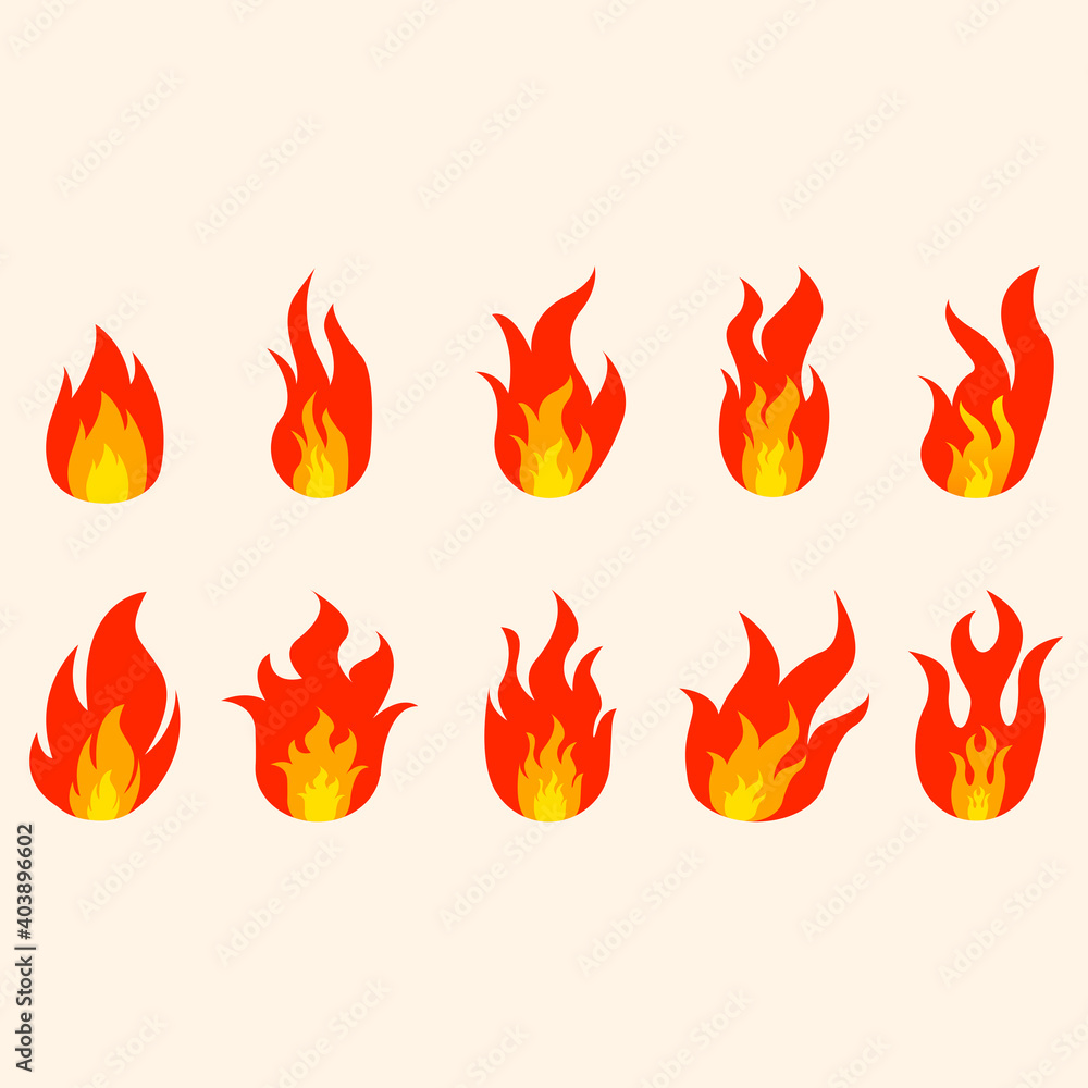 Cartoon flame. Fire fireball, flame vector, red hot campfire, yellow heat wildfire and bonfire, burn power fiery silhouettes isolated vector illustration set. Cartoon flame. Fire fireball, flame vector, red hot campfire, yellow heat wildfire and bonfire, burn power fiery silhouettes isolated vector illustration set.