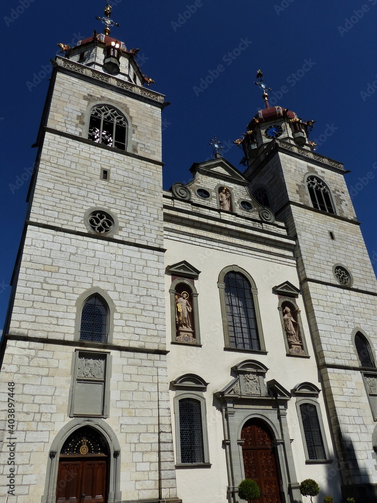Westfassade Kloster Rheinau - Hochformat am Hochrhein