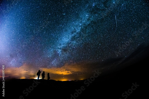 Starry night in Sahara desert in Morocco. 