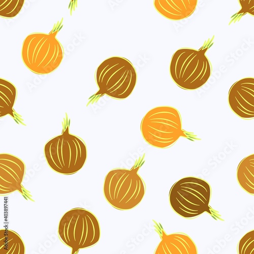 Onions Scattered On White Pattern