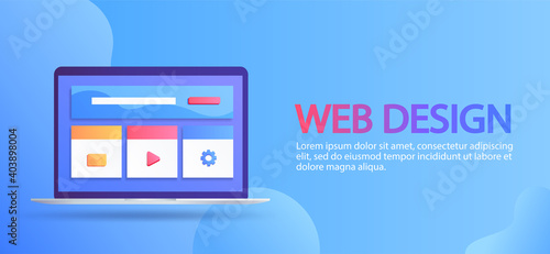 Modern blue website banner design vector illustration