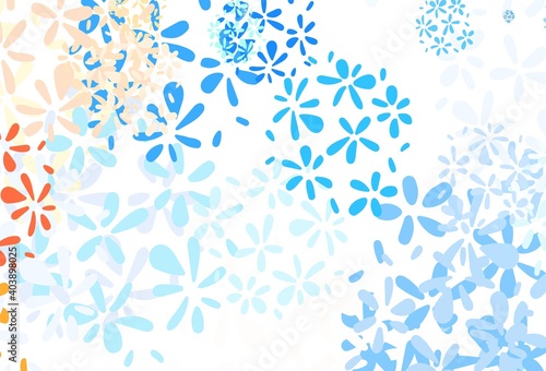 Light Blue, Yellow vector doodle pattern with leaves.
