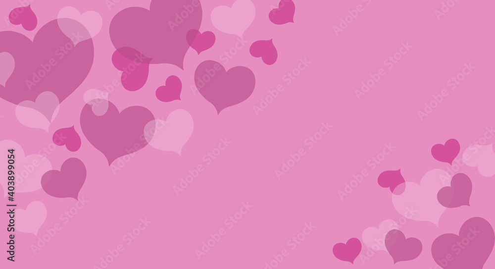 Valentine's Day, background with hearts of purple shades on a pink background.