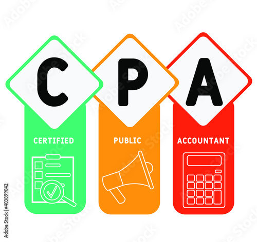 CPA - Certified Public Accountant acronym. business concept background.  vector illustration concept with keywords and icons. lettering illustration with icons for web banner, flyer, landing page