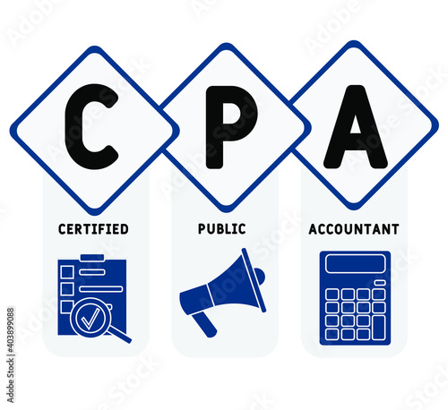 CPA - Certified Public Accountant acronym. business concept background.  vector illustration concept with keywords and icons. lettering illustration with icons for web banner, flyer, landing page © Nadezhda Kozhedub