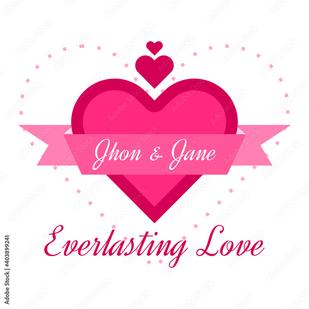 Love Banner Heart Shape Card Poster Vector Illustration Template