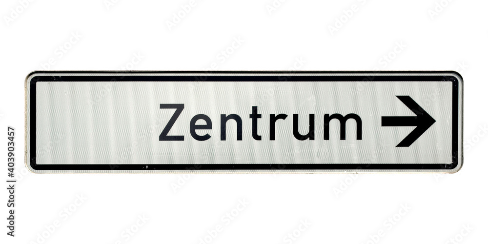 Fototapeta premium German sign isolated over white. Zentrum (Centre)