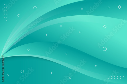 Abstract modern light blue motion curves element on blue background. Vector illustration with horizontal layout. memphis style with circle, dot pattern and square element.