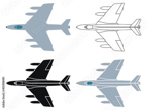 Hawker Hunter in top view.