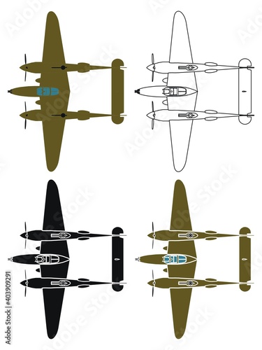 P38 Lightning in top view