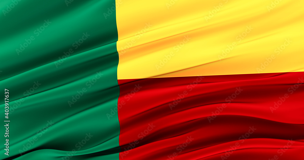 Obraz premium republic of benin. Waving Fabric Flag of benin, Silk Flag of benin. 3D render