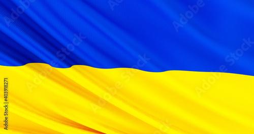 Waving Fabric Flag of ukraine, Silk Flag of ukraine. 3D render