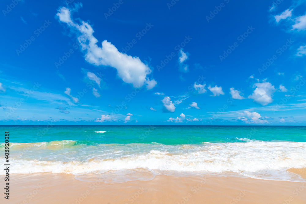 Sea wave on white sand beach summer vacation concept