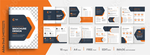Company profile brochure template design, Minimalist corporate brochure layout.