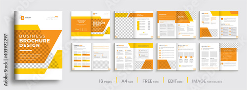 Minimal corporate brochure template design, yellow color shape business brochure layout design.