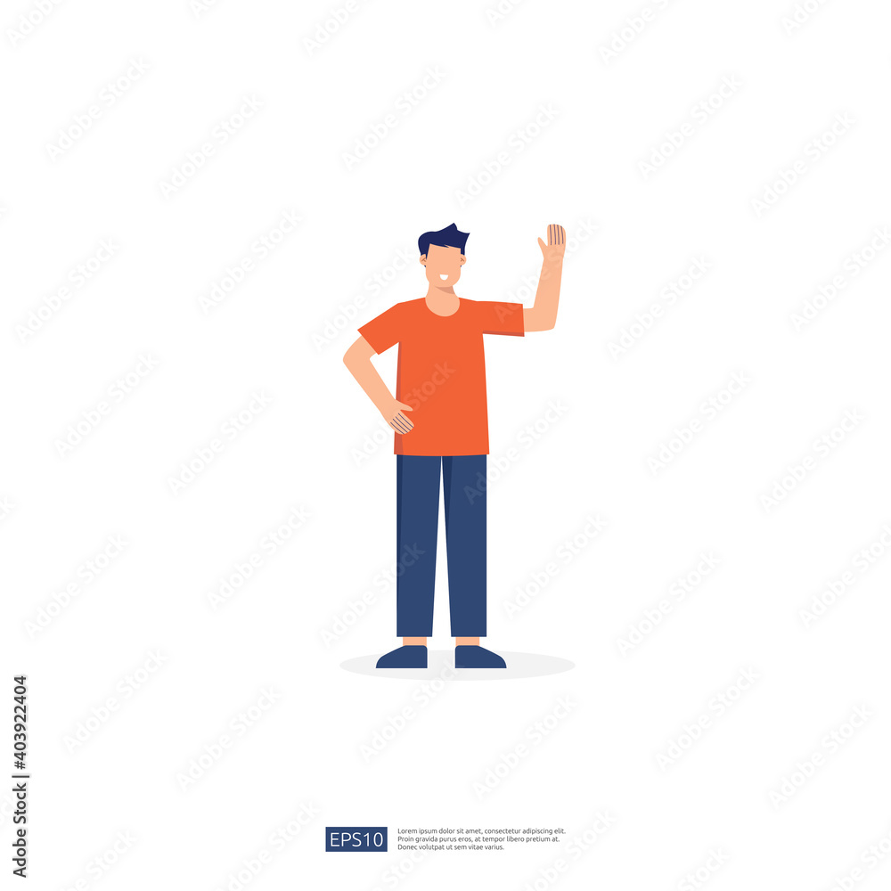 no face young man character. male business people standing gesturing. businessman Flat style isolated vector illustration