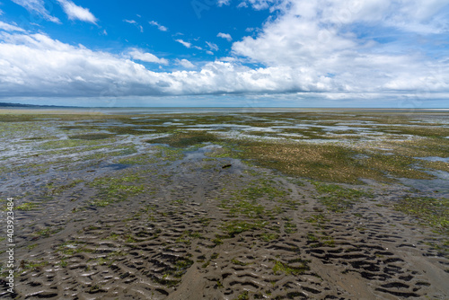 Puponga by Farewell Spit on the south island New Zealand at low tide