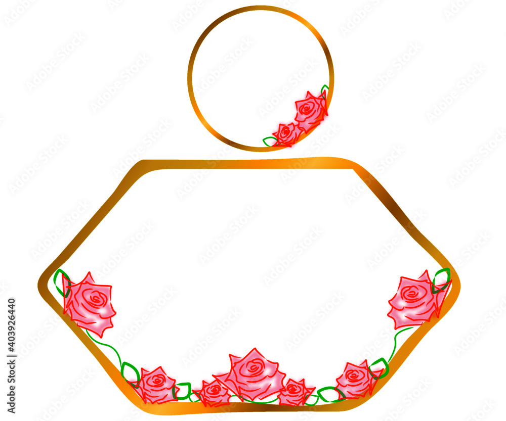 金色の枠と薔薇の花のメッセージ枠のベクター素材 Stock Vector Adobe Stock