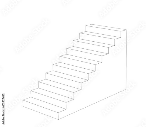 staircase outline vector. perspective view