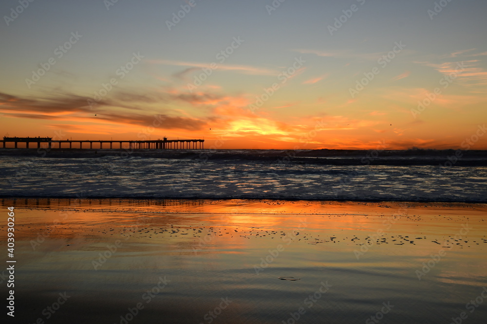 sunset on the Ocean Beach, San Diego
