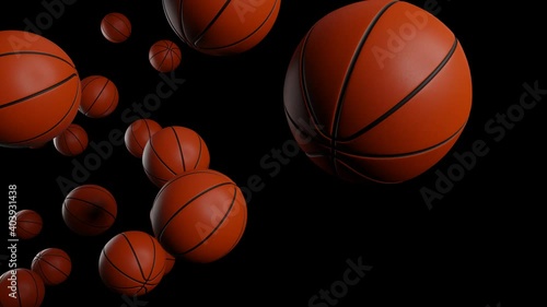 Wallpaper Mural Many basketball balls on black background.
Abstract 3d animation for background.

 Torontodigital.ca