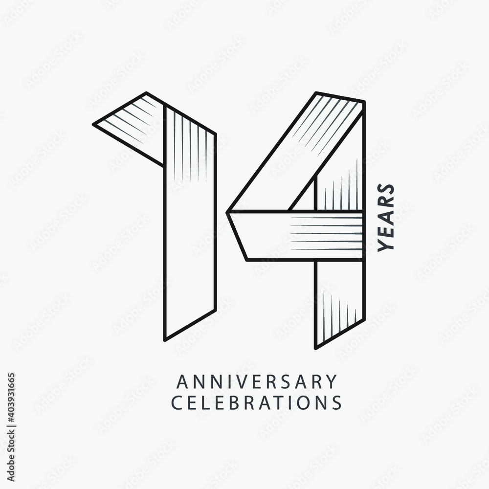 14 year anniversary vector template. Design for your celebration. 14 year anniversary vector template. Design for your celebration.