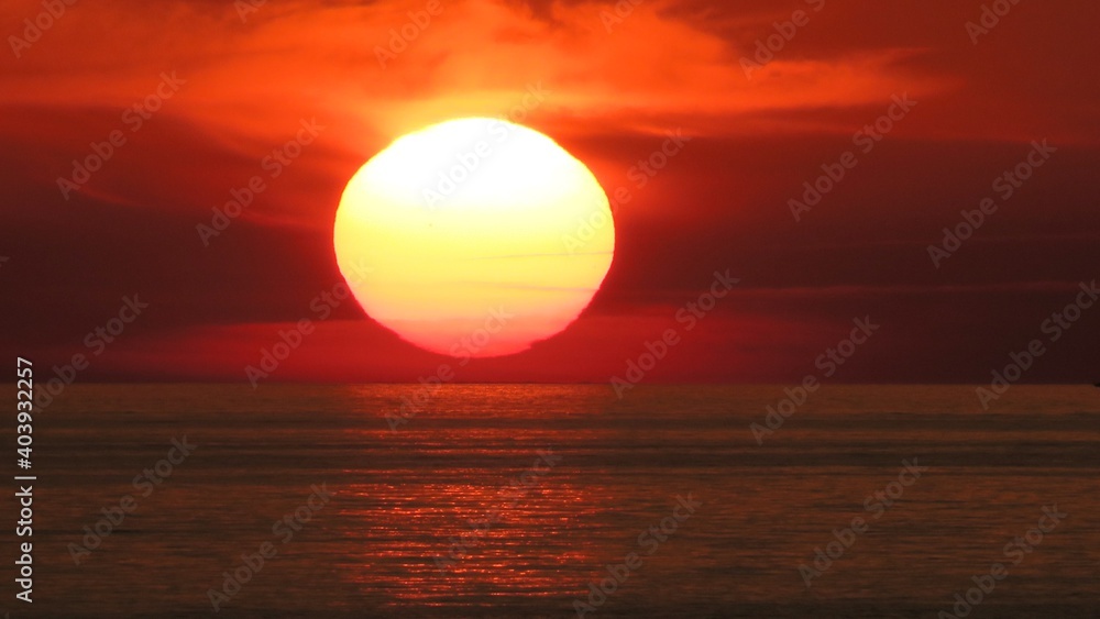 Scenic View Of Sunset Over Sea