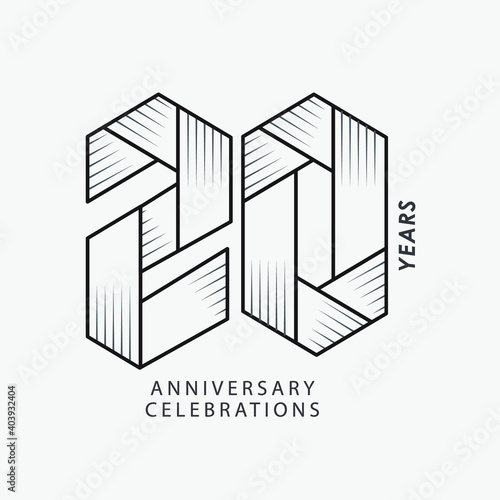 20 year anniversary vector template. Design for your celebration.
