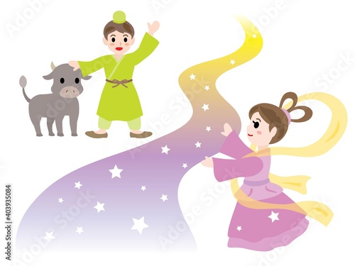 七夕の夜に天の川で会う織姫と彦星