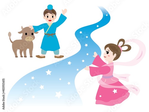 七夕の夜に天の川で会う織姫と彦星