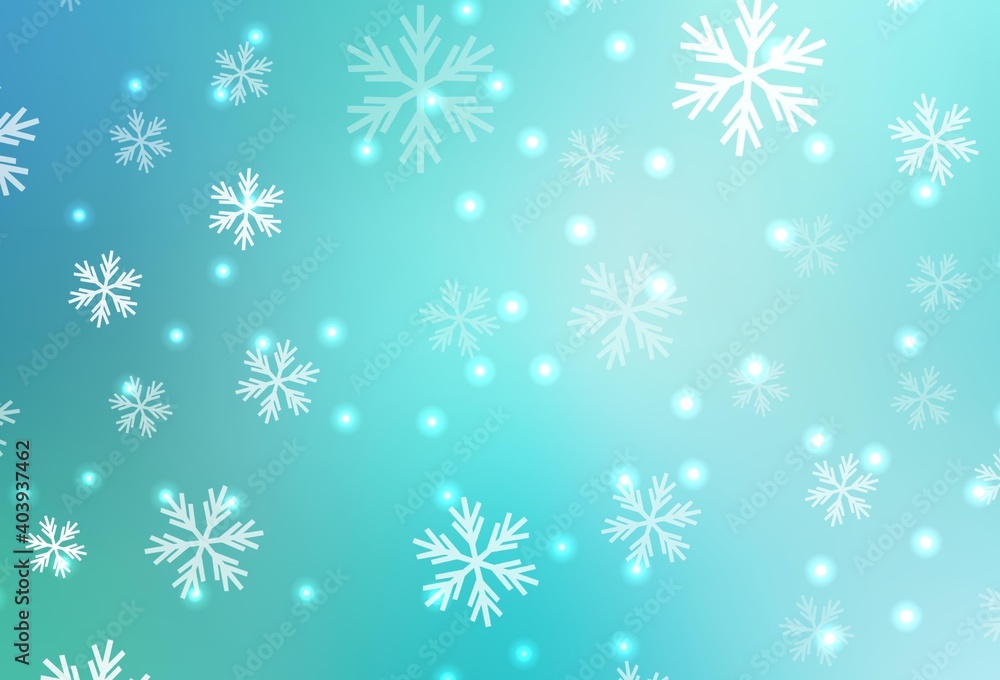 Light Green vector template with ice snowflakes, stars. Light Green vector template with ice snowflakes, stars.