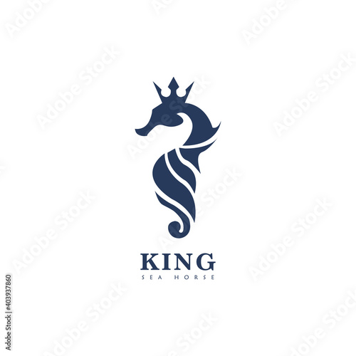 King Sea Horse Logo, Crown And Seahorse Icon Illustration, Isolated On White Background, Design Icon Vector Illustration