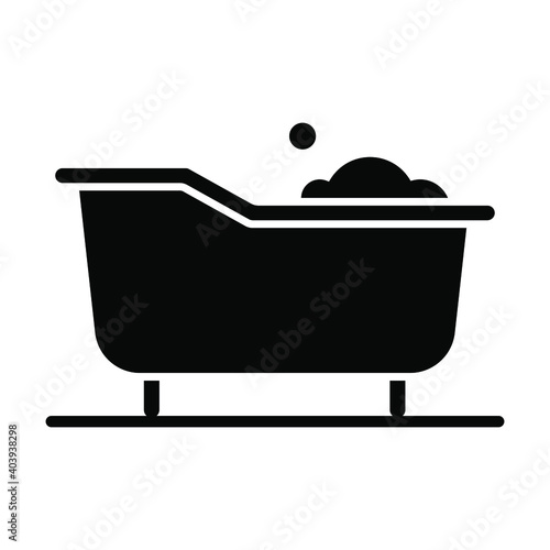 bathtub icon, house interior kitchen utensil vector