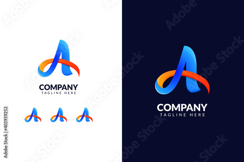 Letter A logo design template with gradient creative concept