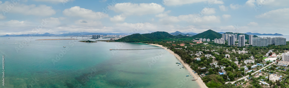 Aerial photography of the beautiful coastline of Sanya