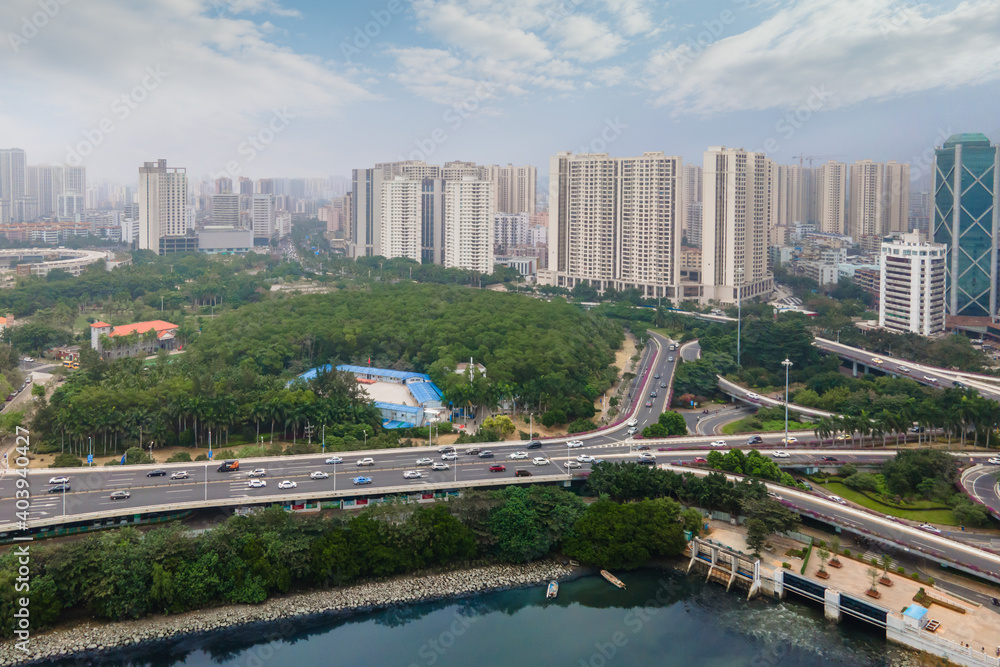 Aerial photography of the architectural scenery of Haikou, China