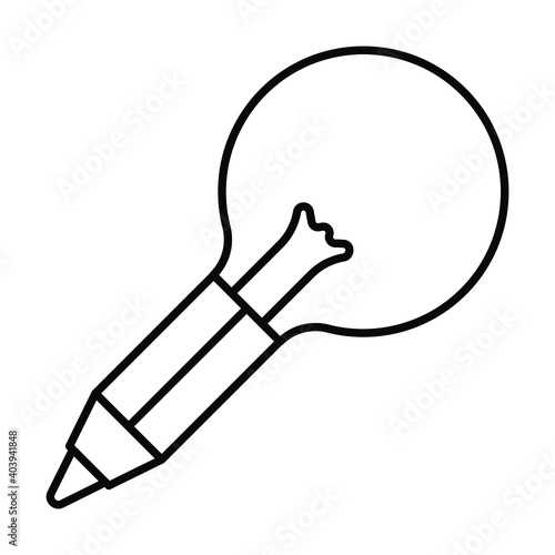 bulb with pencil icon, idea lamp light energy vector