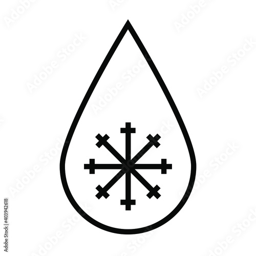 christmas snowflake icon, waterdrop with icy crystal vector