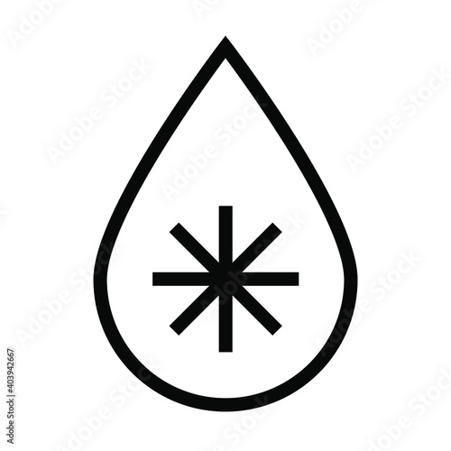 christmas snowflake icon, waterdrop with icy crystal vector