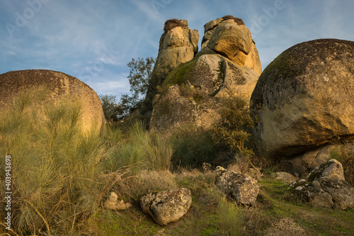 Rock formations in the Natural Area of Los Barruecos, Malpartida, Spain photo