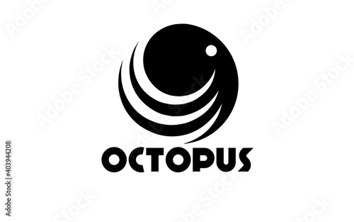 Octopus silhouette in circle, for business logo.