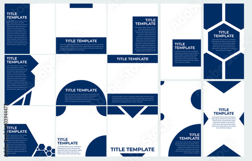 Social media template and stories design mockup. Geometric style blue color.  design for a professional and simple look.