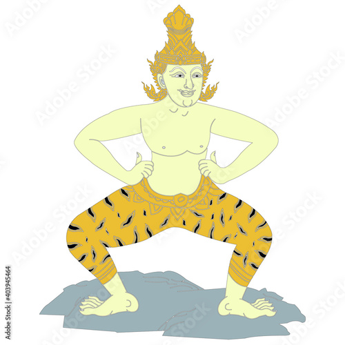 Hermit Datton or Thai Hermit exercise for
Aches and numbness around the hips
 with a vector illustration.