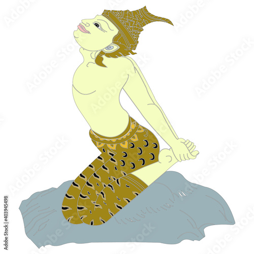 Hermit Datton or Thai Hermit exercise for
relieve chest colic with a vector illustration.