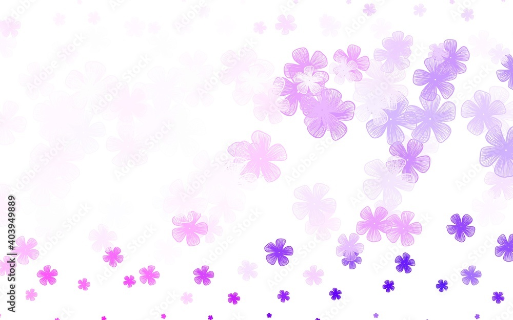 Light Purple, Pink vector doodle pattern with flowers. Light Purple, Pink vector doodle pattern with flowers.