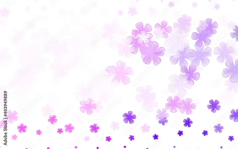 Light Purple, Pink vector doodle pattern with flowers.