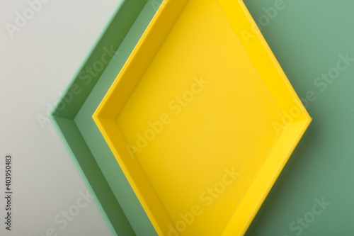 colorful plastic tray pattern on white Background.