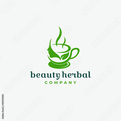 Natural Beauty Herbal Drink Tea Logo Design