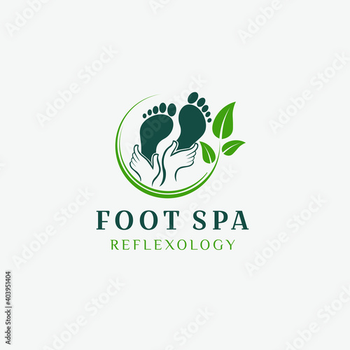 Foot Spa Reflexology Logo Design Vector